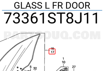 Honda 73361ST8J11 GLASS L FR DOOR