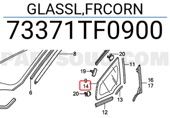 Honda 73371TF0900 GLASSL,FRCORN