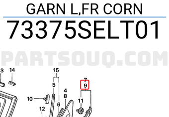 Honda 73375SELT01 GARN L,FR CORN