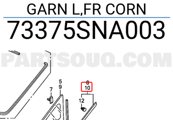 Honda 73375SNA003 GARN L,FR CORN