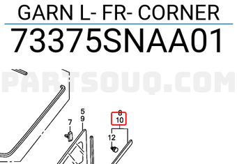 Honda 73375SNAA01 GARN L- FR- CORNER