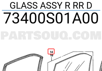 Honda 73400S01A00 GLASS ASSY R RR D