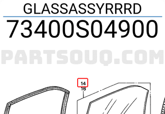 Honda 73400S04900 GLASSASSYRRRD