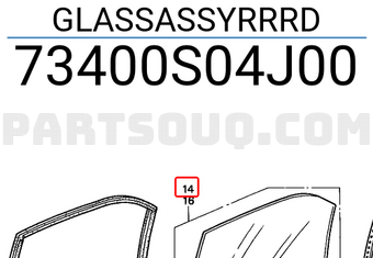 Honda 73400S04J00 GLASSASSYRRRD