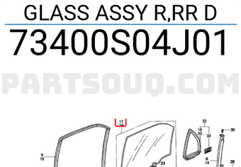 Honda 73400S04J01 GLASS ASSY R,RR D