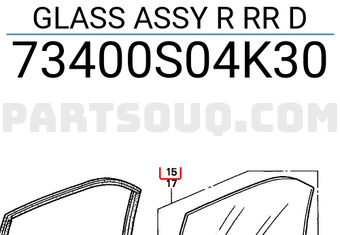Honda 73400S04K30 GLASS ASSY R RR D