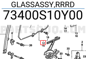 Honda 73400S10Y00 GLASSASSY,RRRD