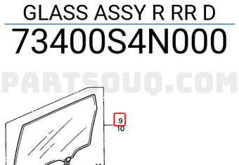 Honda 73400S4N000 GLASS ASSY R RR D