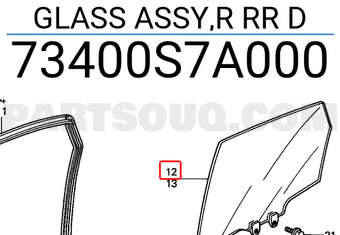 Honda 73400S7A000 GLASS ASSY,R RR D