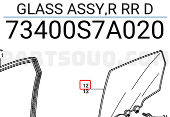 Honda 73400S7A020 GLASS ASSY,R RR D