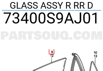Honda 73400S9AJ01 GLASS ASSY R RR D