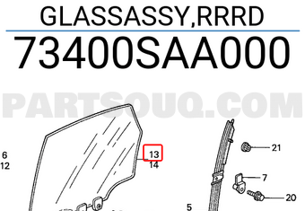 Honda 73400SAA000 GLASSASSY,RRRD