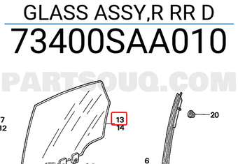 Honda 73400SAA010 GLASS ASSY,R RR D