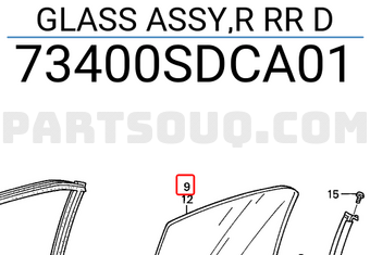 Honda 73400SDCA01 GLASS ASSY,R RR D