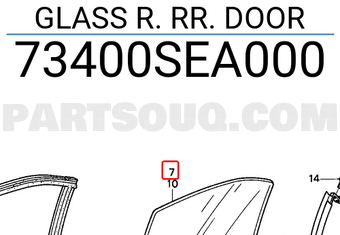 Honda 73400SEA000 GLASS R. RR. DOOR