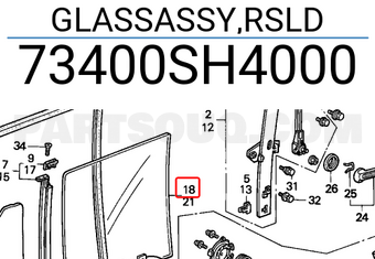 Honda 73400SH4000 GLASSASSY,RSLD