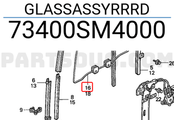 Honda 73400SM4000 GLASSASSYRRRD
