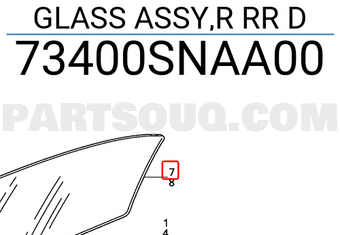Honda 73400SNAA00 GLASS ASSY,R RR D