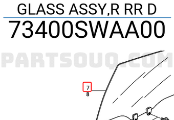 Honda 73400SWAA00 GLASS ASSY,R RR D