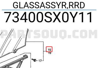 Honda 73400SX0Y11 GLASSASSYR,RRD
