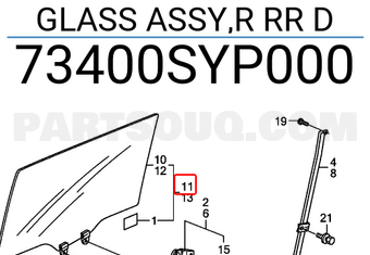 Honda 73400SYP000 GLASS ASSY,R RR D