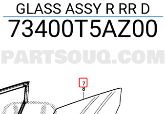 Honda 73400T5AZ00 GLASS ASSY R RR D