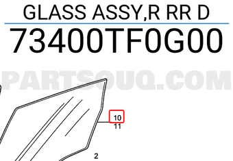 Honda 73400TF0G00 GLASS ASSY,R RR D