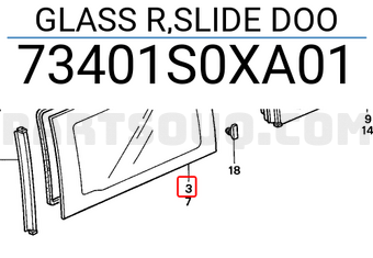 Honda 73401S0XA01 GLASS R,SLIDE DOO