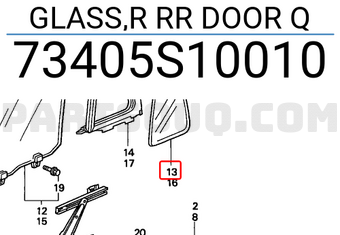 Honda 73405S10010 GLASS,R RR DOOR Q