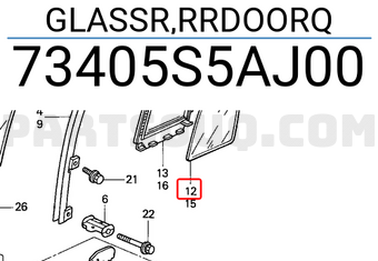 Honda 73405S5AJ00 GLASSR,RRDOORQ