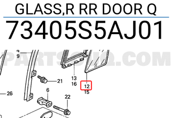 Honda 73405S5AJ01 GLASS,R RR DOOR Q