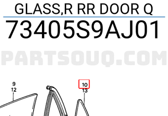Honda 73405S9AJ01 GLASS,R RR DOOR Q
