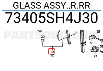 Honda 73405SH4J30 GLASS ASSY.,R.RR
