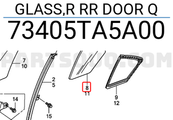 Honda 73405TA5A00 GLASS,R RR DOOR Q
