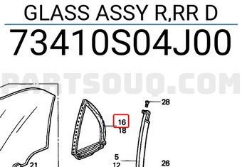 Honda 73410S04J00 GLASS ASSY R,RR D