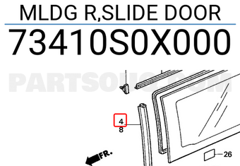 Honda 73410S0X000 MLDG R,SLIDE DOOR