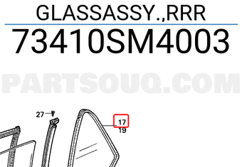 Honda 73410SM4003 GLASSASSY.,RRR