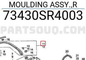 Honda 73430SR4003 MOULDING ASSY.,R