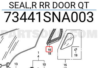 Honda 73441SNA003 SEAL,R RR DOOR QT