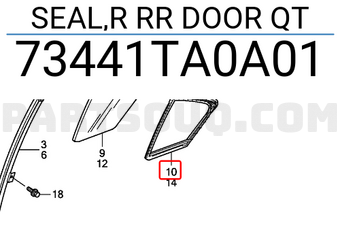 Honda 73441TA0A01 SEAL,R RR DOOR QT