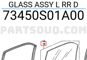 Honda 73450S01A00 GLASS ASSY L RR D