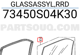 Honda 73450S04K30 GLASSASSYL,RRD
