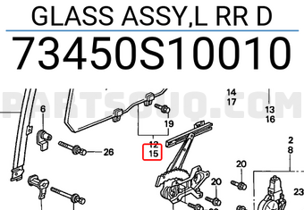 Honda 73450S10010 GLASS ASSY,L RR D