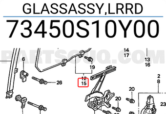 Honda 73450S10Y00 GLASSASSY,LRRD