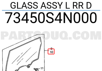 Honda 73450S4N000 GLASS ASSY L RR D