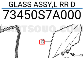 Honda 73450S7A000 GLASS ASSY,L RR D
