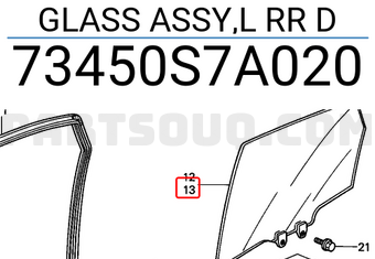 Honda 73450S7A020 GLASS ASSY,L RR D
