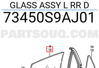 Honda 73450S9AJ01 GLASS ASSY L RR D