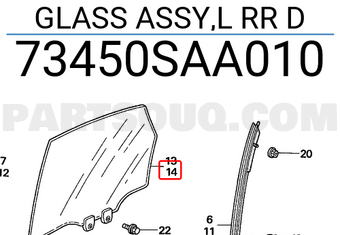 Honda 73450SAA010 GLASS ASSY,L RR D