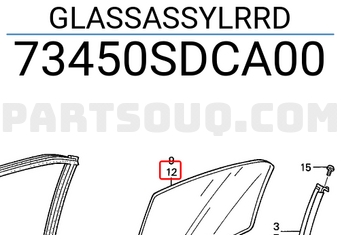 Honda 73450SDCA00 GLASSASSYLRRD